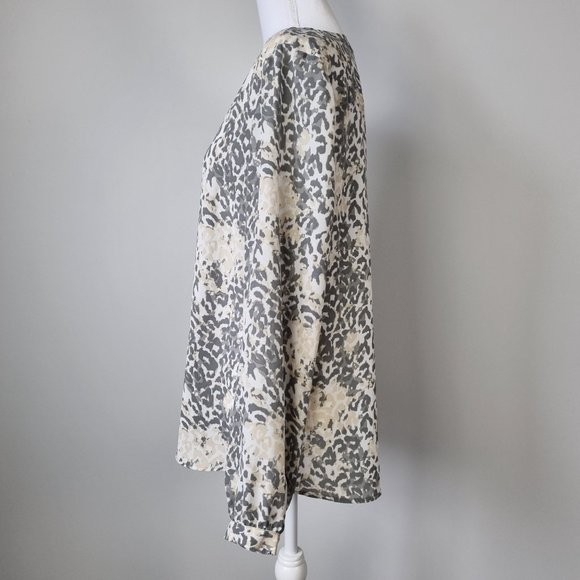 Dalia Collection Long Sleeve Animal Print Blouse Size L - Picture 2 of 9
